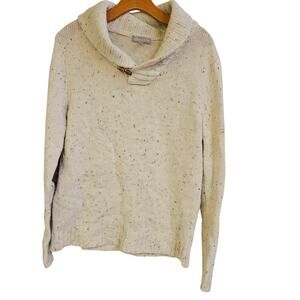 Grayson & Dunn Cream Cowl Neck Knit Sweater Size S Men Elbow Pads Toggle Button